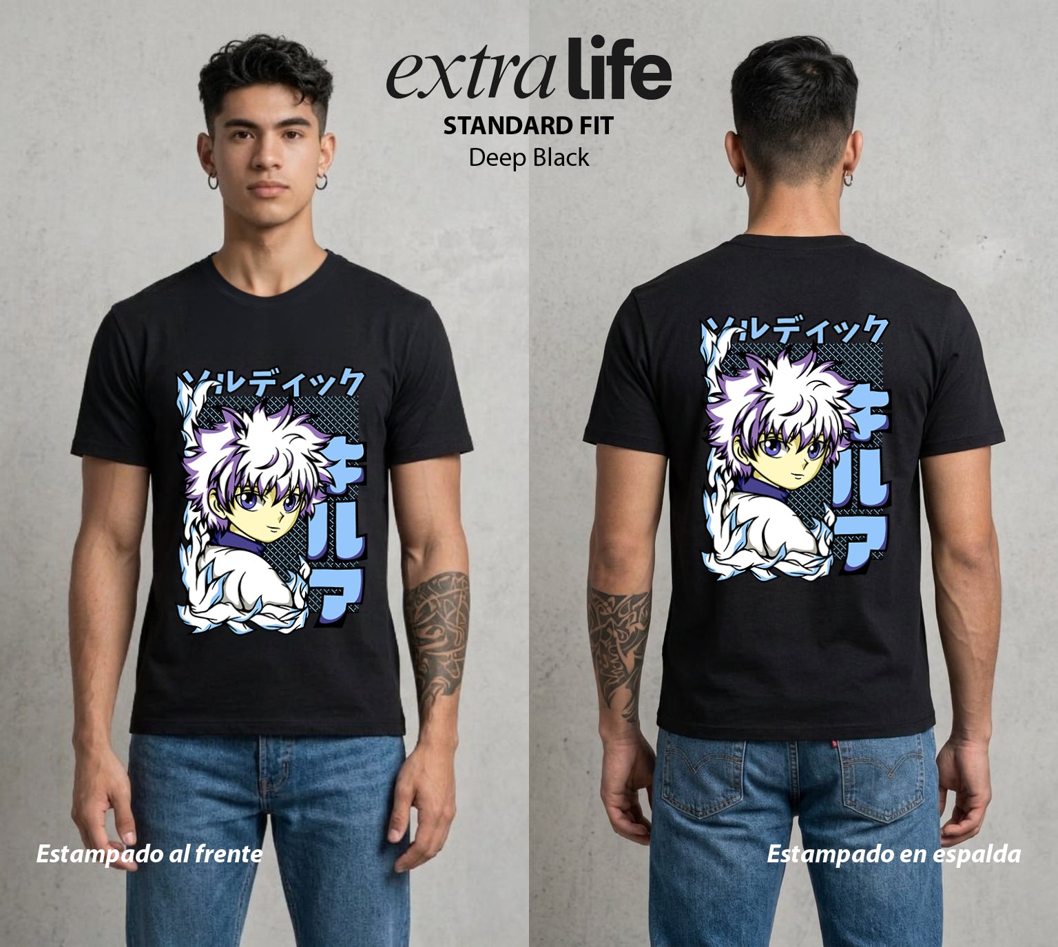 La Prueba del Cazador | El Asesino del Rayo #01718 - Playera Standard Fit | Deep Black - Foto en modelo