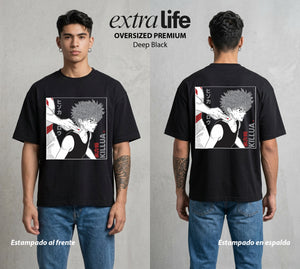 La Prueba del Cazador | El Rayo Asesino #01719 - Playera Oversized Premium | Deep Black - Foto en modelo