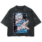 Playera streetwear premium de anime y gaming ExtraLife MX, corte boxy deluxe mineral wash heavyweight en color Acid Wash, moda urbana mexicana de culto.