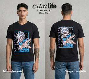 La Prueba del Cazador | El Mejor Amigo del Bien #01721 - Playera Standard Fit | Deep Black - Foto en modelo