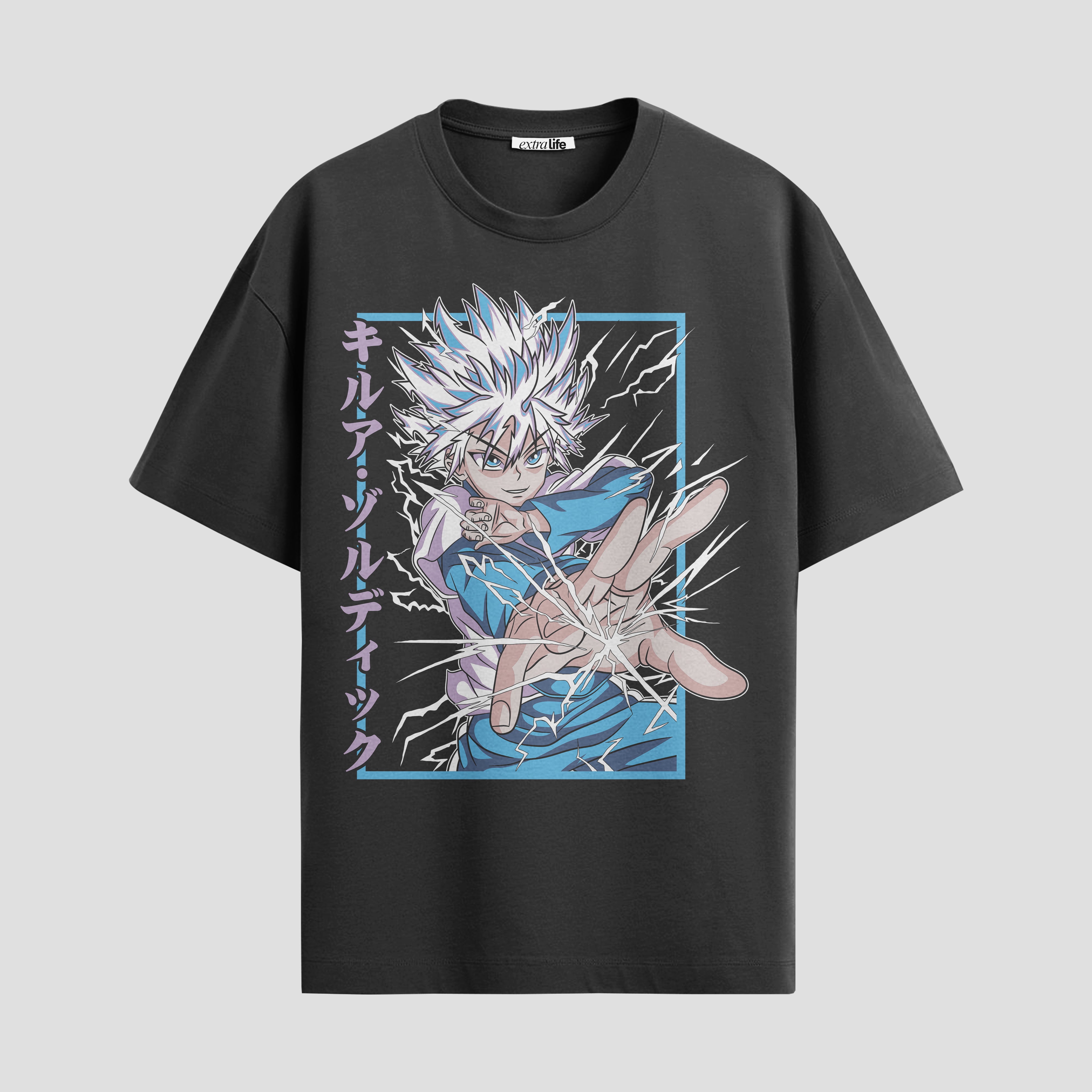 Playera urbana de anime y gaming ExtraLife MX, corte Standard Fit unisex ligero y transpirable en color Deep Black y Pure White, ropa de uso diario para gym y casual.