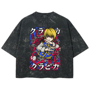 Playera streetwear premium de anime y gaming ExtraLife MX, corte boxy deluxe mineral wash heavyweight en color Acid Wash, moda urbana mexicana de culto.