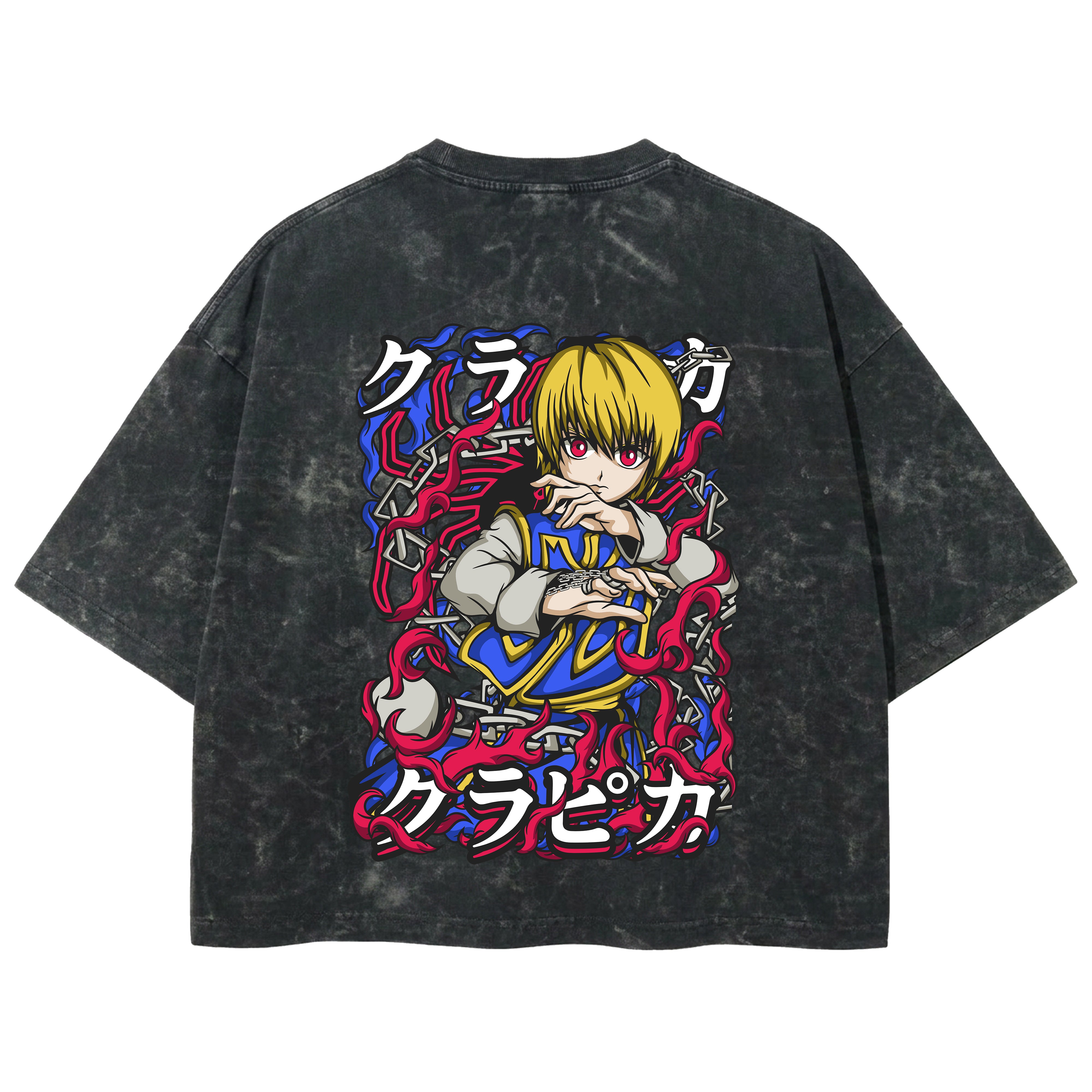 Playera streetwear premium de anime y gaming ExtraLife MX, corte boxy deluxe mineral wash heavyweight en color Acid Wash, moda urbana mexicana de culto.