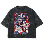 Playera streetwear premium de anime y gaming ExtraLife MX, corte boxy deluxe mineral wash heavyweight en color Acid Wash, moda urbana mexicana de culto.