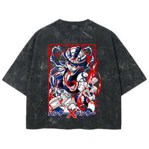 Playera streetwear premium de anime y gaming ExtraLife MX, corte boxy deluxe mineral wash heavyweight en color Acid Wash, moda urbana mexicana de culto.