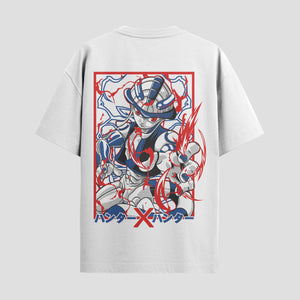 Playera urbana de anime y gaming ExtraLife MX, corte Standard Fit unisex ligero y transpirable en color Deep Black y Pure White, ropa de uso diario para gym y casual.