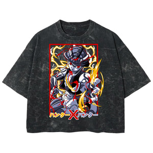 Playera streetwear premium de anime y gaming ExtraLife MX, corte boxy deluxe mineral wash heavyweight en color Acid Wash, moda urbana mexicana de culto.