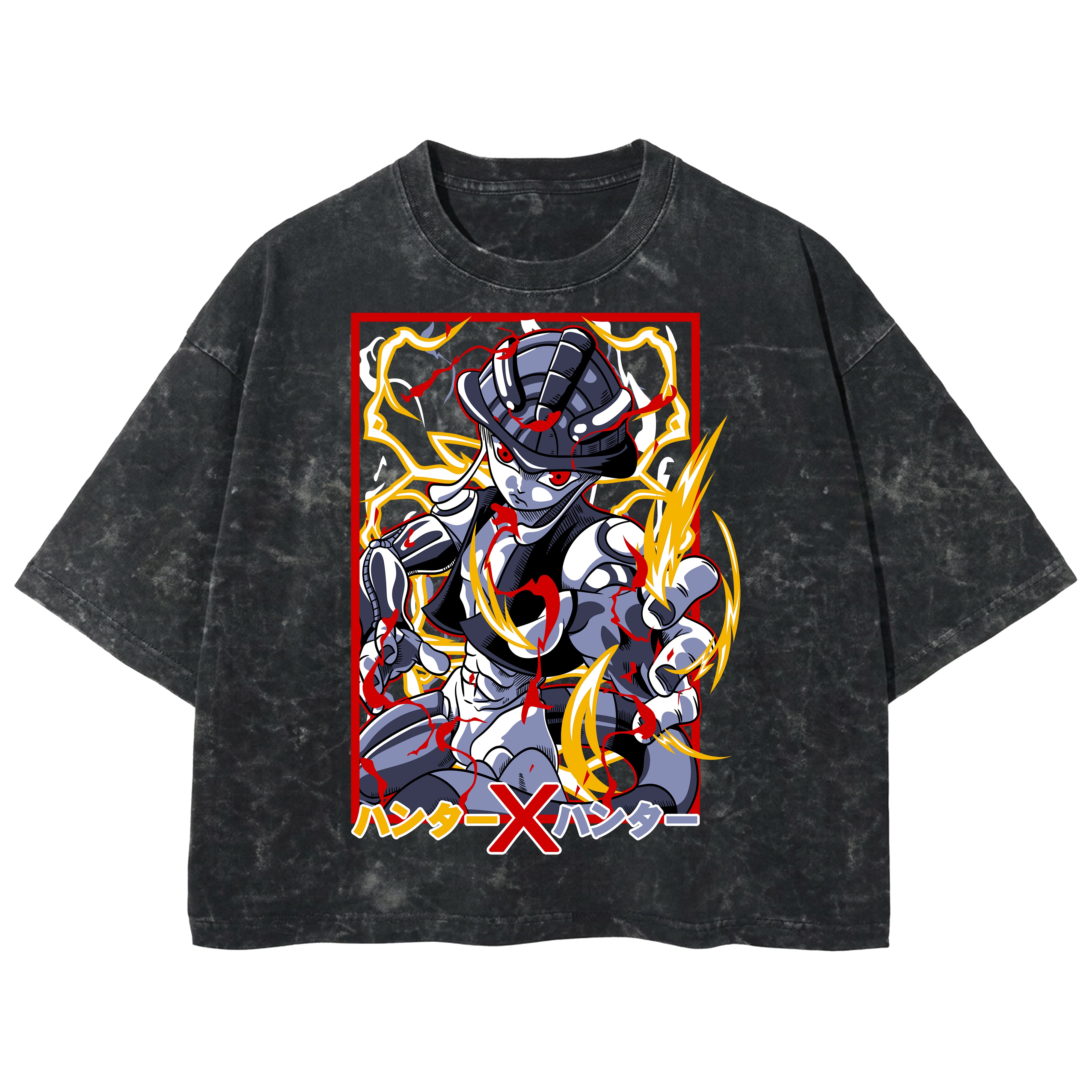Playera streetwear premium de anime y gaming ExtraLife MX, corte boxy deluxe mineral wash heavyweight en color Acid Wash, moda urbana mexicana de culto.