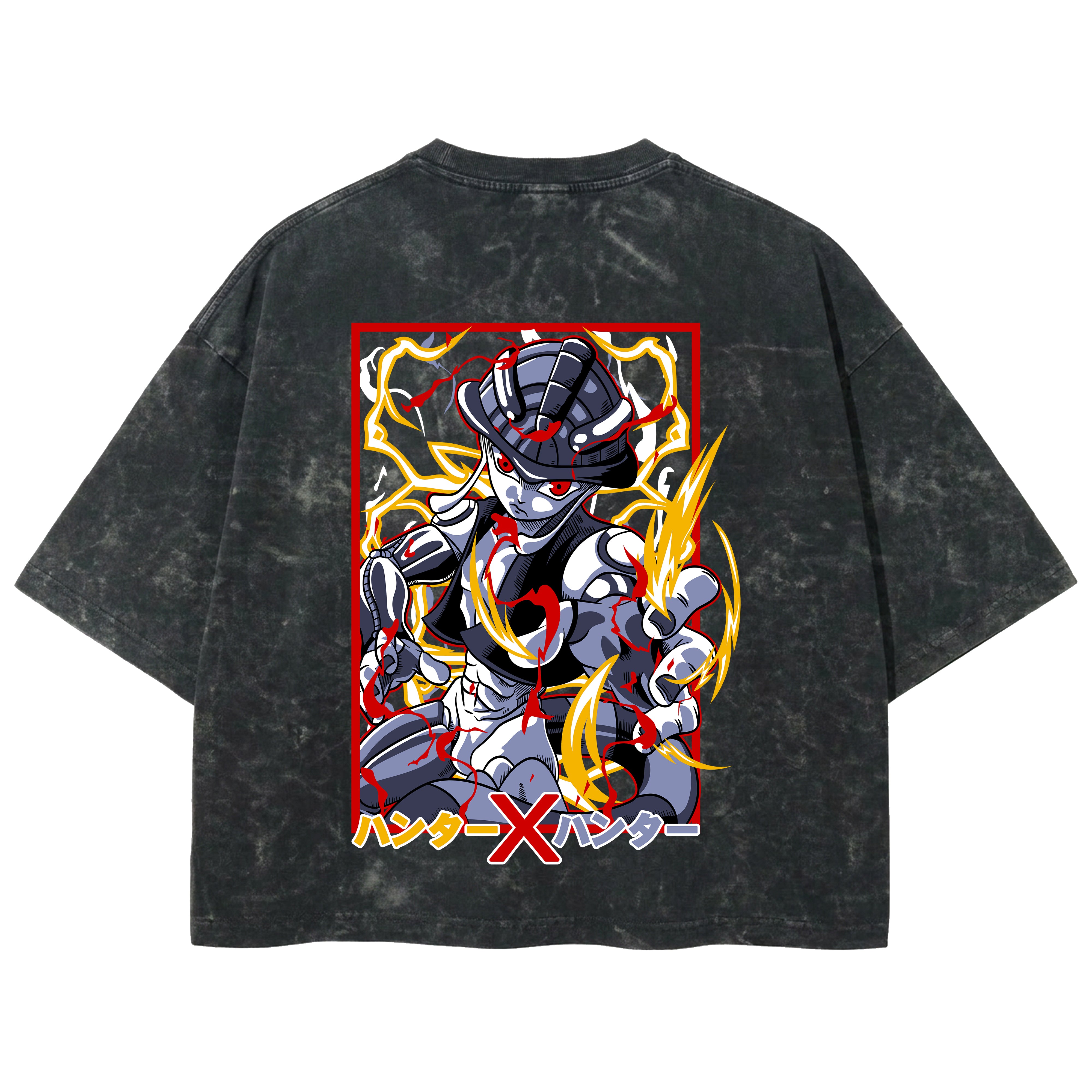 Playera streetwear premium de anime y gaming ExtraLife MX, corte boxy deluxe mineral wash heavyweight en color Acid Wash, moda urbana mexicana de culto.