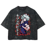 Playera streetwear premium de anime y gaming ExtraLife MX, corte boxy deluxe mineral wash heavyweight en color Acid Wash, moda urbana mexicana de culto.