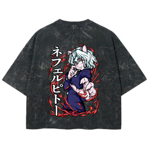 Playera streetwear premium de anime y gaming ExtraLife MX, corte boxy deluxe mineral wash heavyweight en color Acid Wash, moda urbana mexicana de culto.