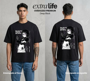 La Prueba del Cazador | El Vacio del Bien #01731 - Playera Oversized Premium | Deep Black - Foto en modelo