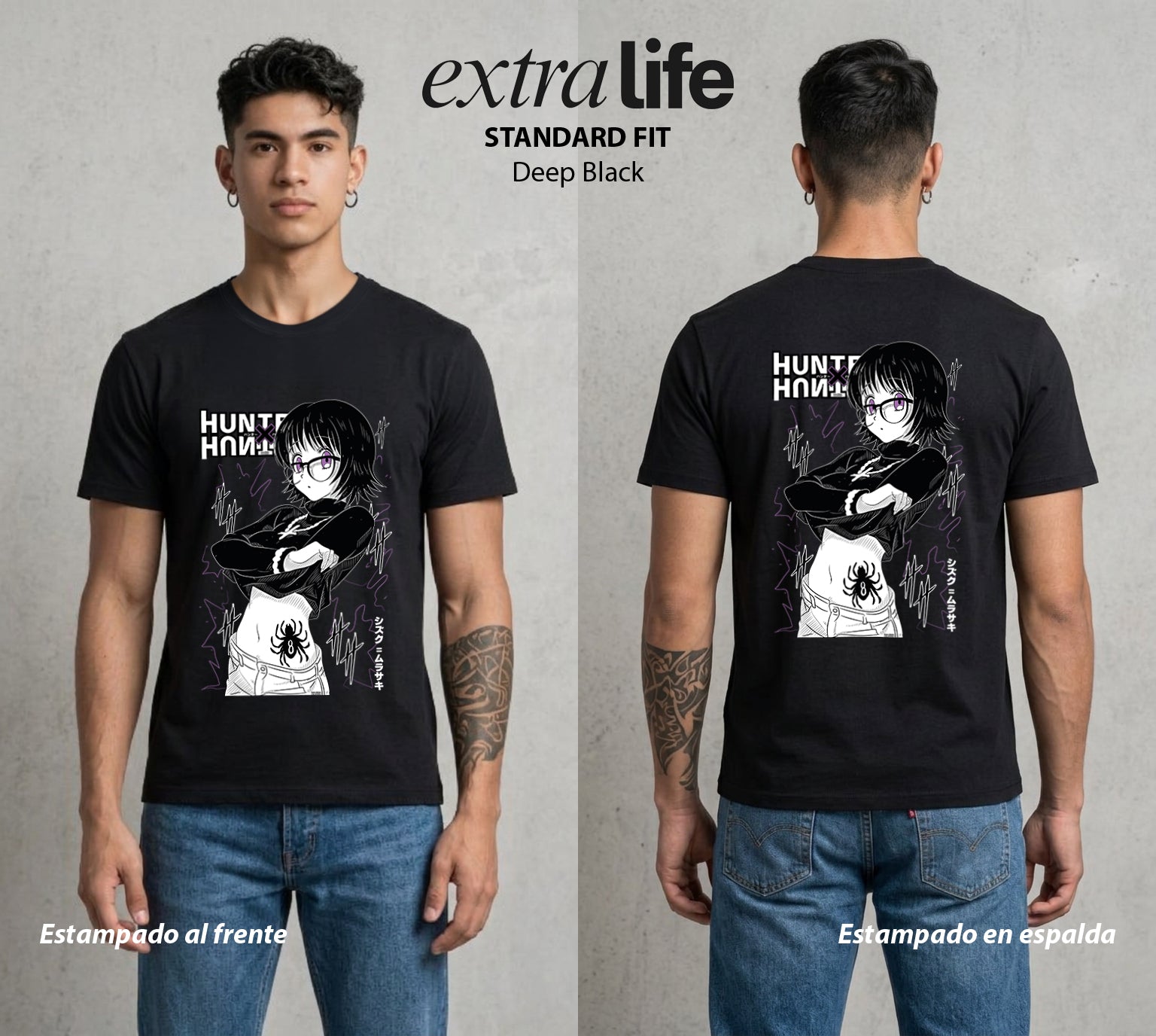 La Prueba del Cazador | El Vacio del Bien #01731 - Playera Standard Fit | Deep Black - Foto en modelo