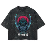 Playera streetwear premium de anime y gaming ExtraLife MX, corte boxy deluxe mineral wash heavyweight en color Acid Wash, moda urbana mexicana de culto.