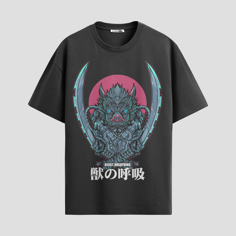Playera urbana de anime y gaming ExtraLife MX, corte Standard Fit unisex ligero y transpirable en color Deep Black y Pure White, ropa de uso diario para gym y casual.