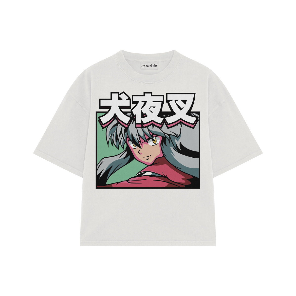 Playera streetwear premium de anime y gaming ExtraLife MX, corte oversized drop shoulder ligero y fresco en color Deep Black y Off-White, moda urbana mexicana de culto.