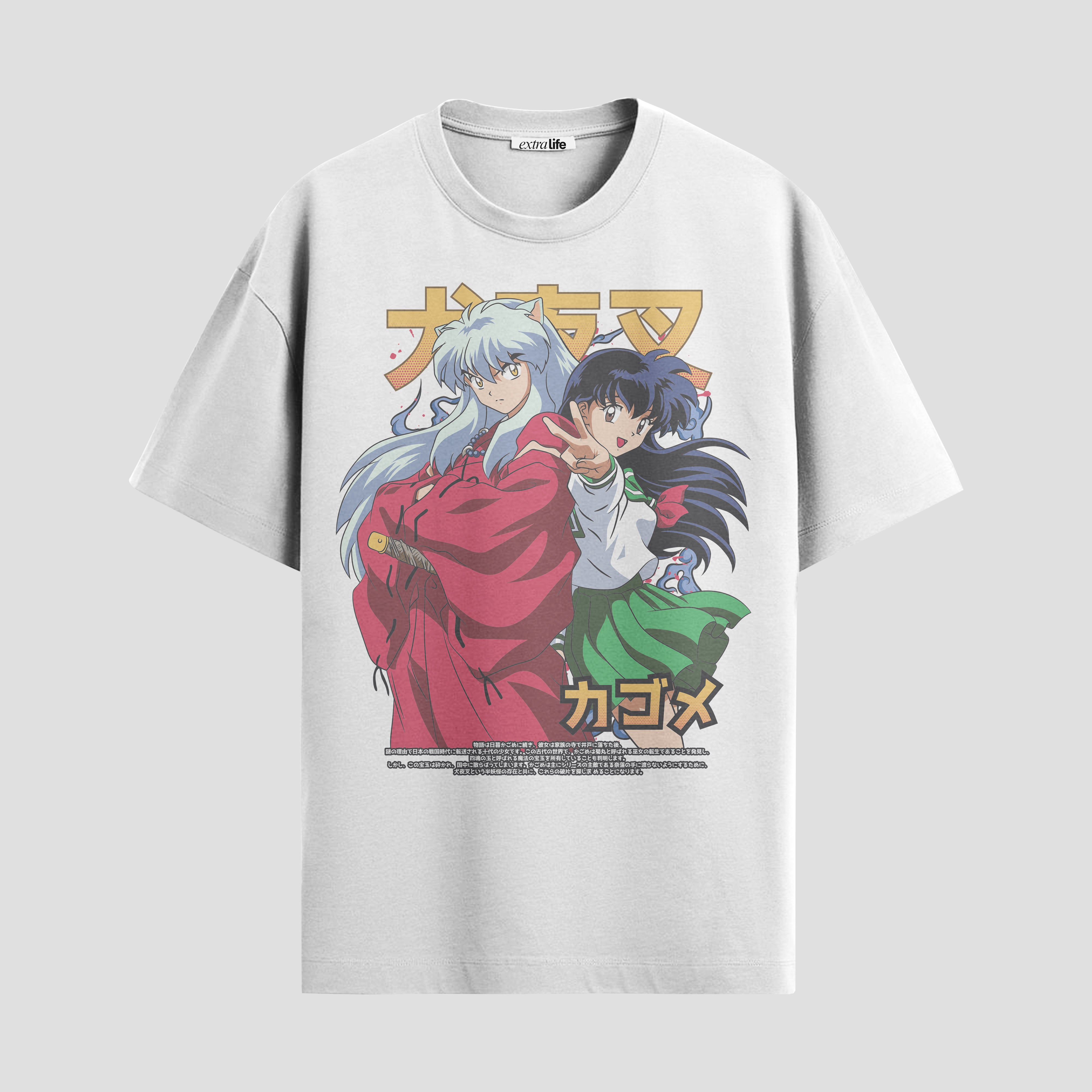 Playera urbana de anime y gaming ExtraLife MX, corte Standard Fit unisex ligero y transpirable en color Deep Black y Pure White, ropa de uso diario para gym y casual.
