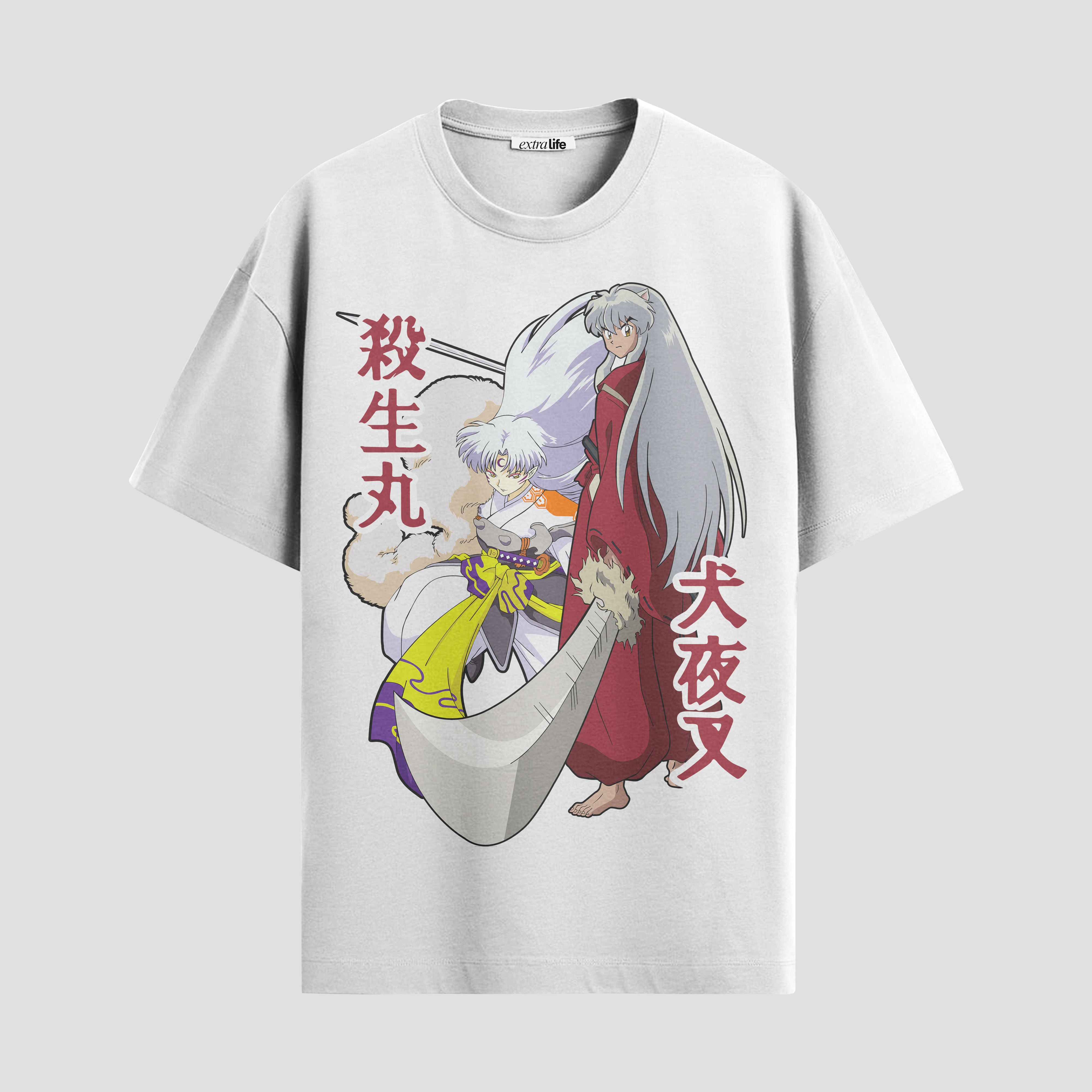 Playera urbana de anime y gaming ExtraLife MX, corte Standard Fit unisex ligero y transpirable en color Deep Black y Pure White, ropa de uso diario para gym y casual.