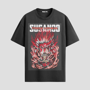 Playera urbana de anime y gaming ExtraLife MX, corte Standard Fit unisex ligero y transpirable en color Deep Black y Pure White, ropa de uso diario para gym y casual.