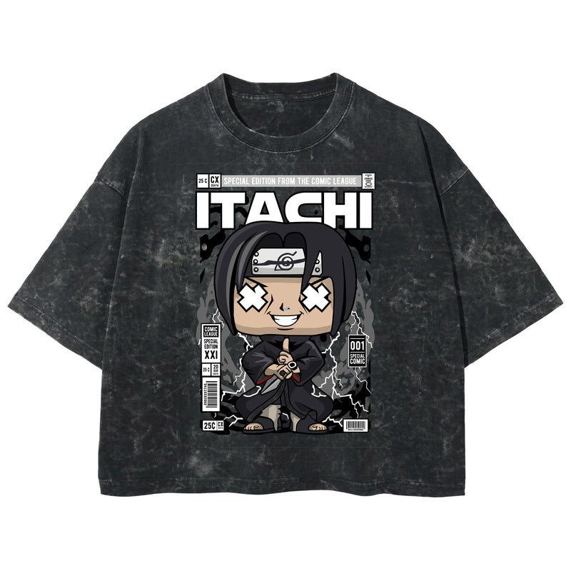 Playera streetwear premium de anime y gaming ExtraLife MX, corte boxy deluxe mineral wash heavyweight en color Acid Wash, moda urbana mexicana de culto.
