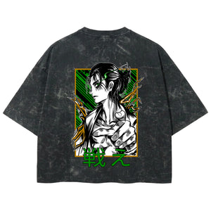 Playera streetwear premium de anime y gaming ExtraLife MX, corte boxy deluxe mineral wash heavyweight en color Acid Wash, moda urbana mexicana de culto.