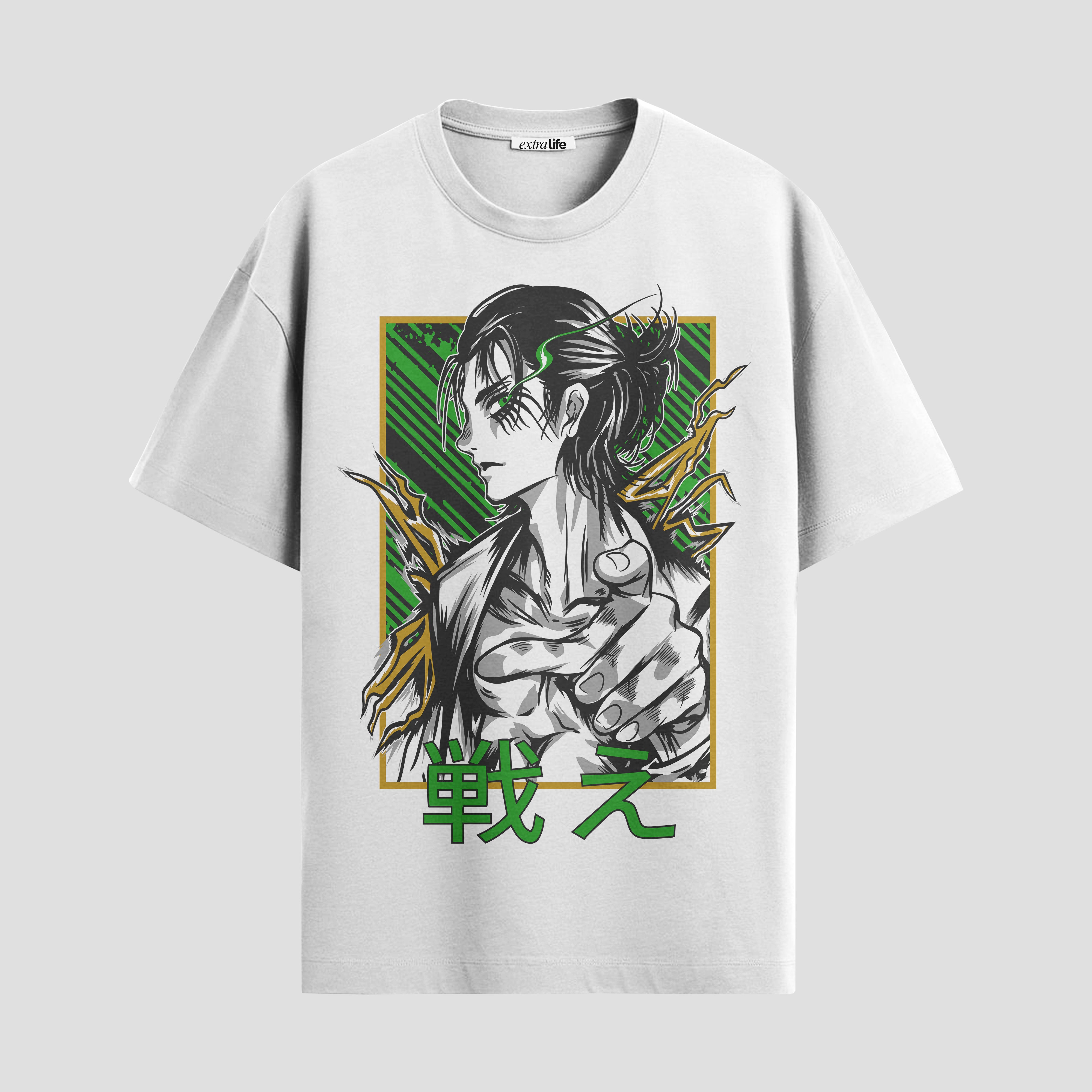 Playera urbana de anime y gaming ExtraLife MX, corte Standard Fit unisex ligero y transpirable en color Deep Black y Pure White, ropa de uso diario para gym y casual.