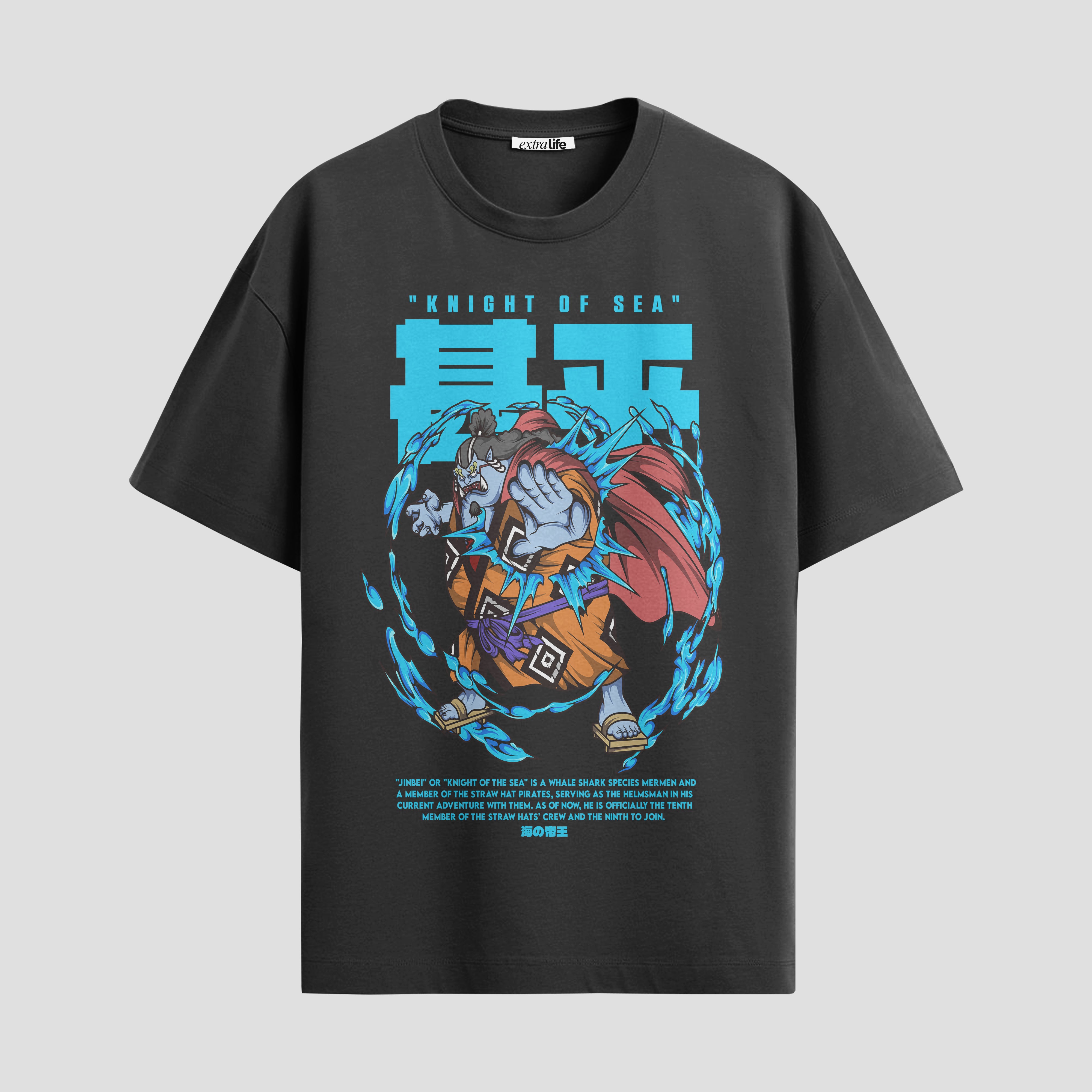 Playera urbana de anime y gaming ExtraLife MX, corte Standard Fit unisex ligero y transpirable en color Deep Black y Pure White, ropa de uso diario para gym y casual.