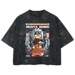 Playera streetwear premium de anime y gaming ExtraLife MX, corte boxy deluxe mineral wash heavyweight en color Acid Wash, moda urbana mexicana de culto.