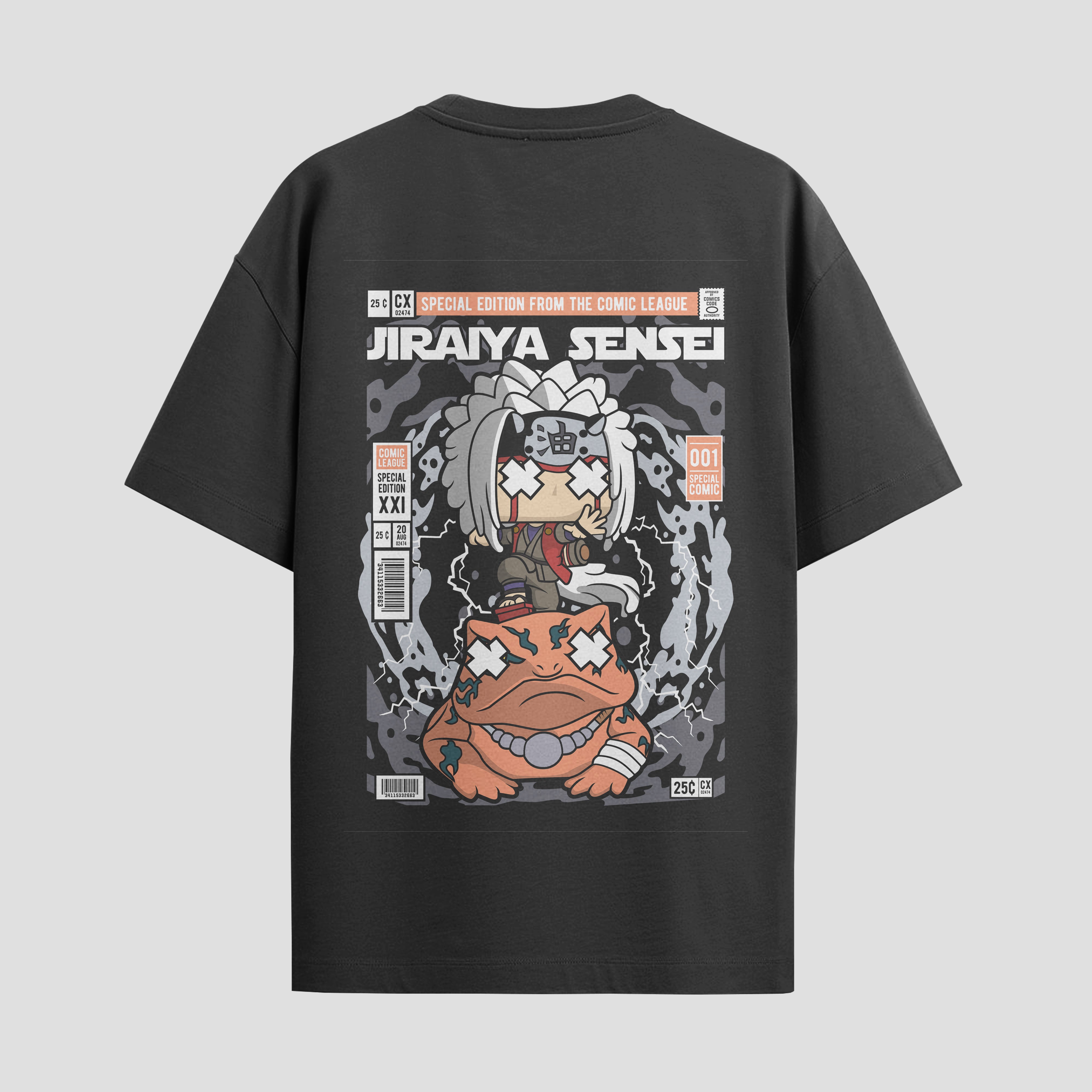 Playera urbana de anime y gaming ExtraLife MX, corte Standard Fit unisex ligero y transpirable en color Deep Black y Pure White, ropa de uso diario para gym y casual.