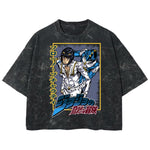 Playera streetwear premium de anime y gaming ExtraLife MX, corte boxy deluxe mineral wash heavyweight en color Acid Wash, moda urbana mexicana de culto.
