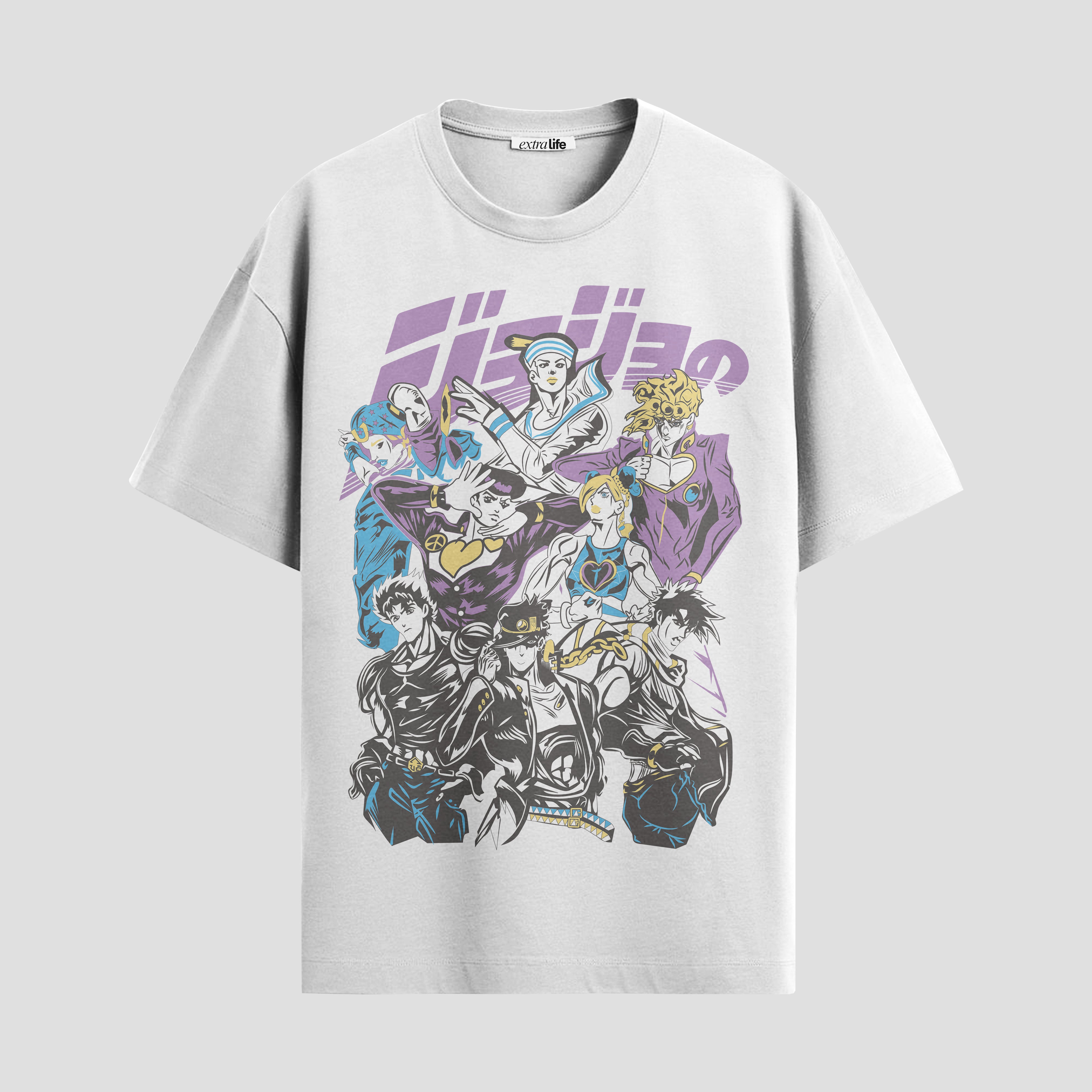 Playera urbana de anime y gaming ExtraLife MX, corte Standard Fit unisex ligero y transpirable en color Deep Black y Pure White, ropa de uso diario para gym y casual.