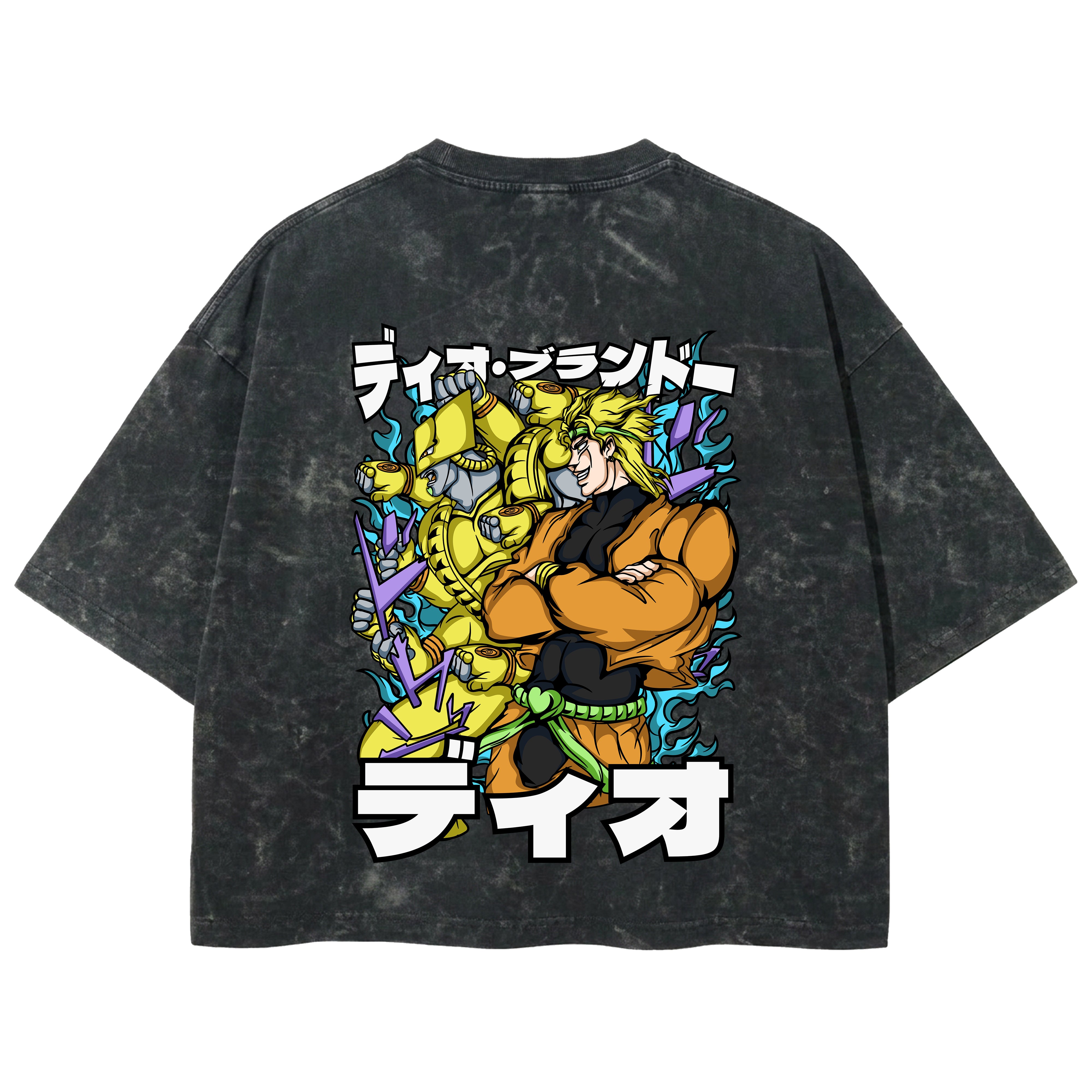 Playera streetwear premium de anime y gaming ExtraLife MX, corte boxy deluxe mineral wash heavyweight en color Acid Wash, moda urbana mexicana de culto.