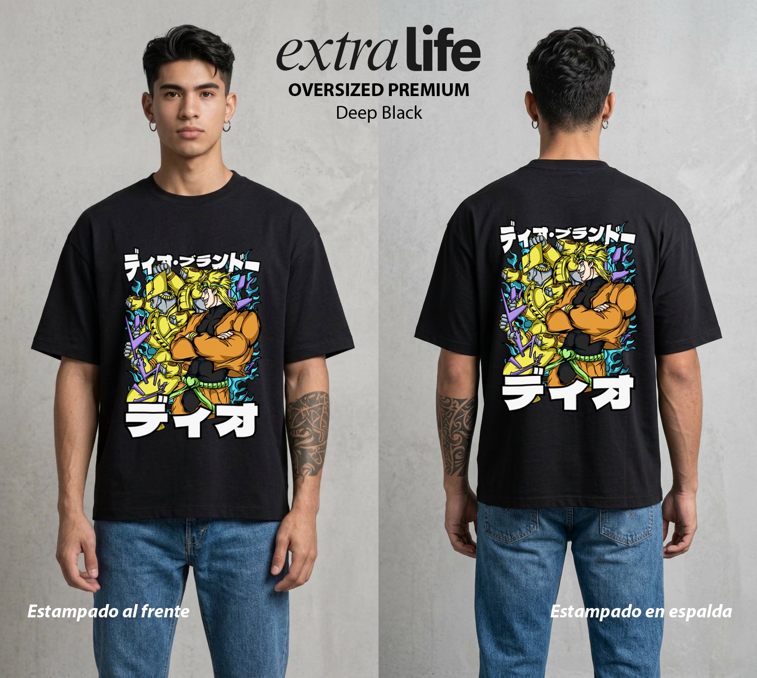 La Extrana Aventura | El Mundo se Detiene #01747 - Playera Oversized Premium | Deep Black - Foto en modelo
