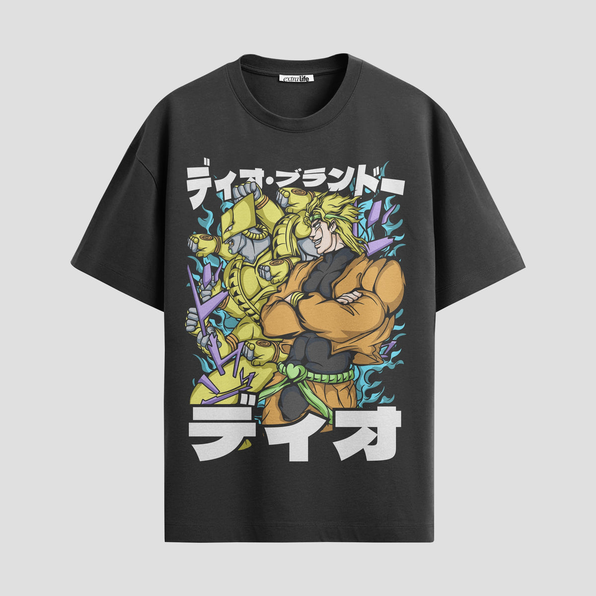 Playera urbana de anime y gaming ExtraLife MX, corte Classic Premium unisex ligero y transpirable en color Deep Black y Pure White, ropa de uso diario para gym y casual.