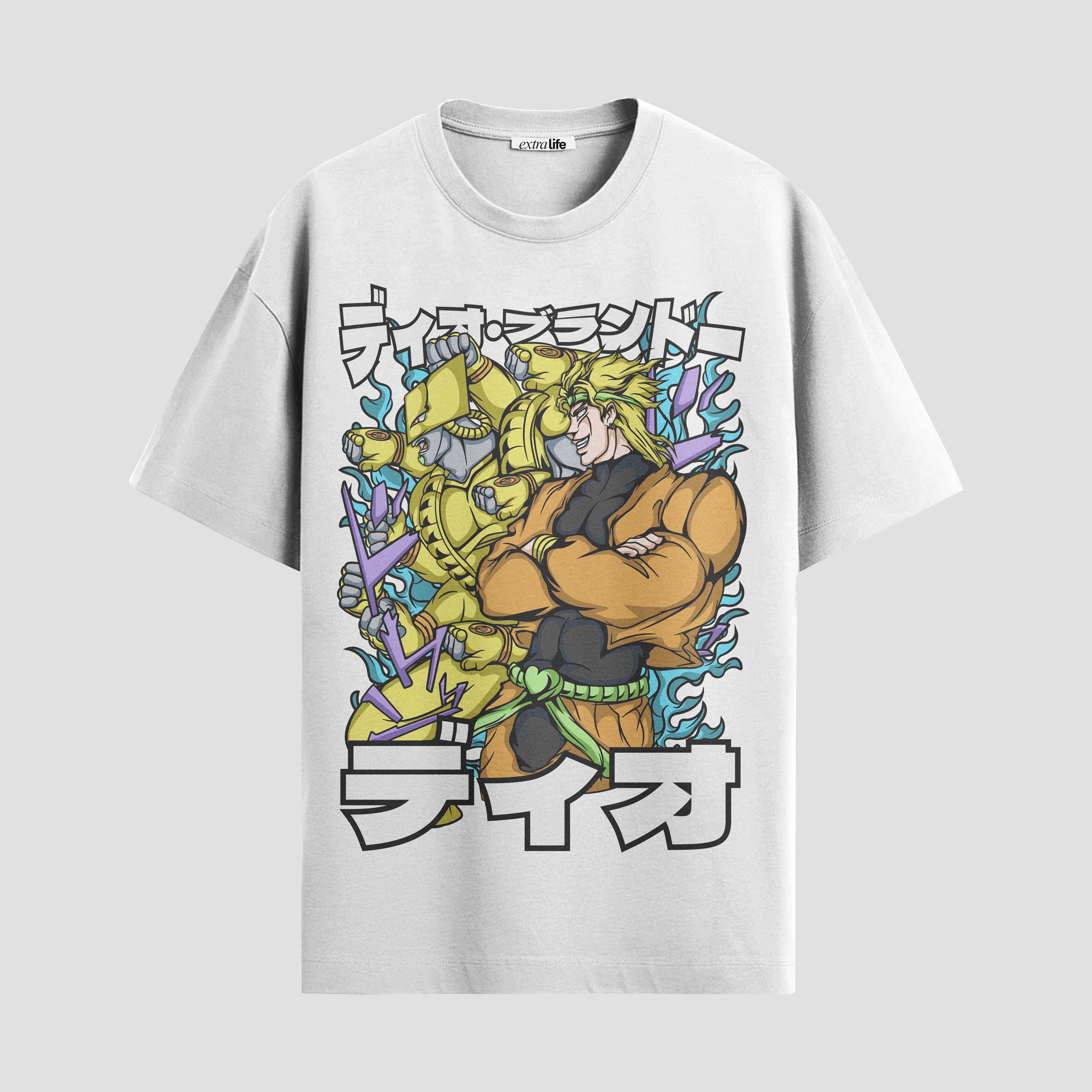 Playera urbana de anime y gaming ExtraLife MX, corte Standard Fit unisex ligero y transpirable en color Deep Black y Pure White, ropa de uso diario para gym y casual.