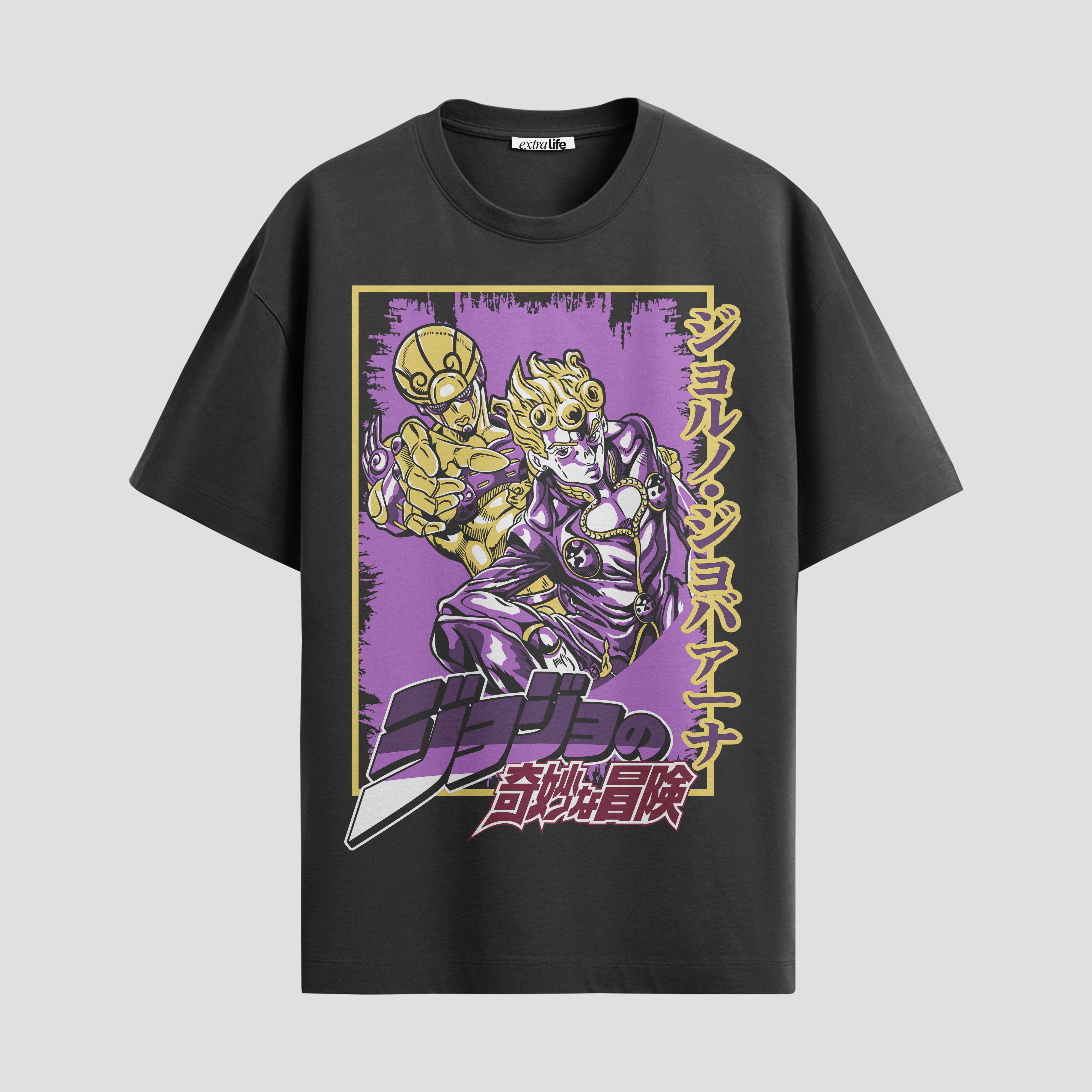 Playera urbana de anime y gaming ExtraLife MX, corte Standard Fit unisex ligero y transpirable en color Deep Black y Pure White, ropa de uso diario para gym y casual.