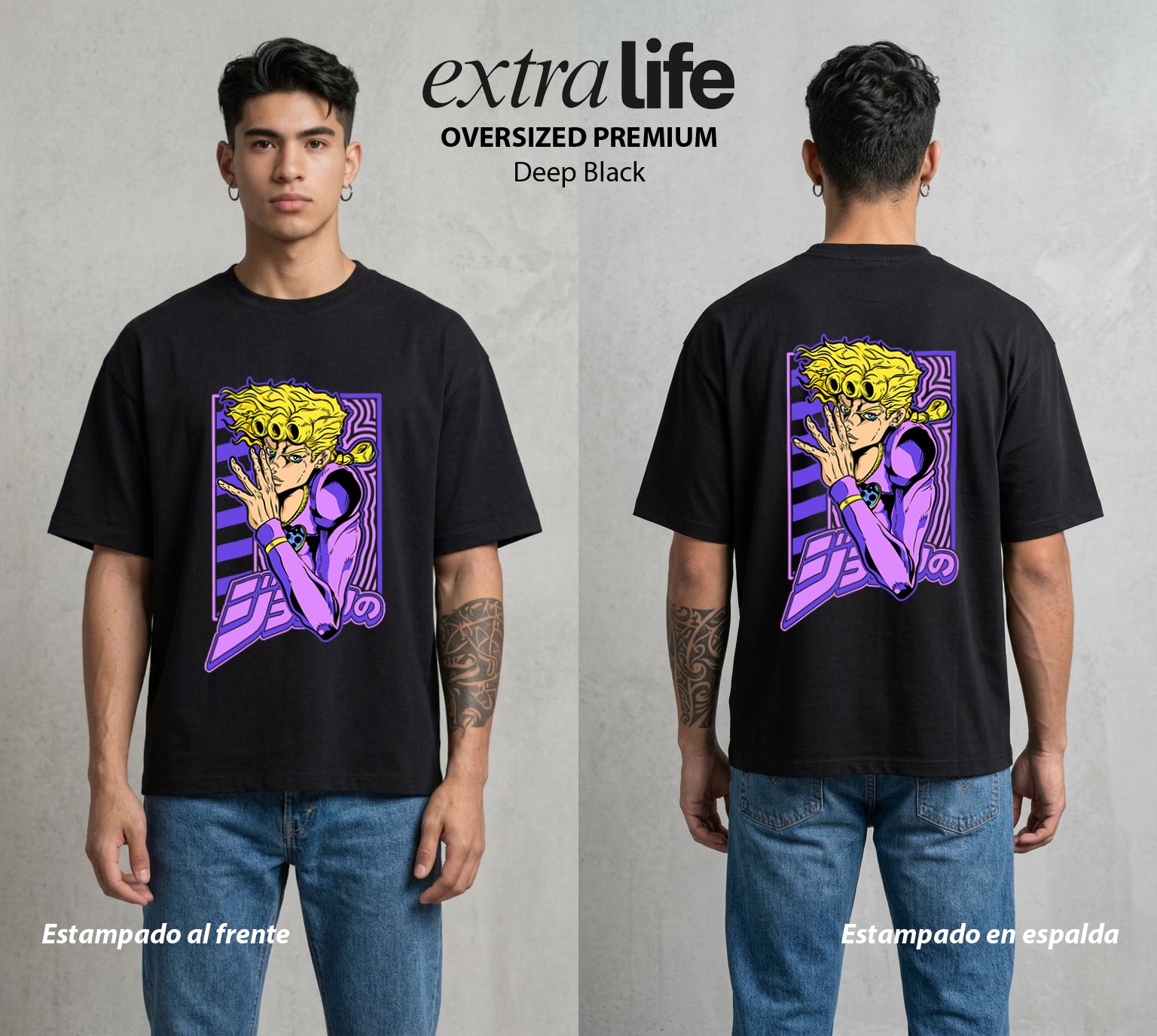 La Extrana Aventura | Gangster del Bien #01750 - Playera Oversized Premium | Deep Black - Foto en modelo