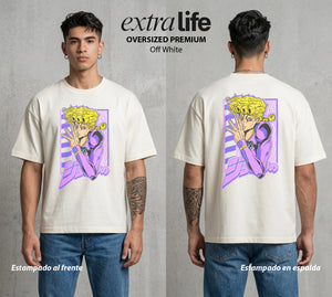 La Extrana Aventura | Gangster del Bien #01750 - Playera Oversized Premium | Off White - Foto en modelo