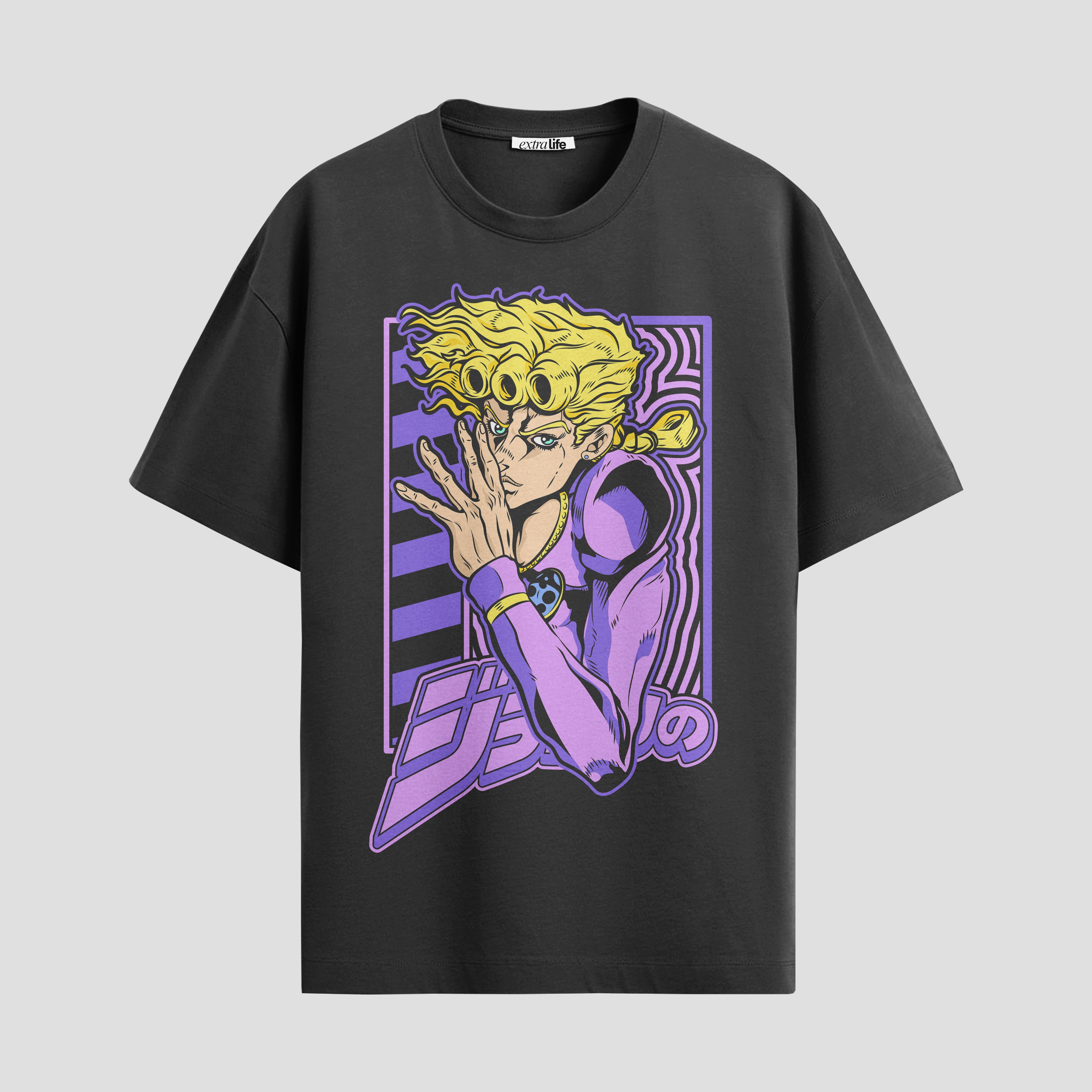Playera urbana de anime y gaming ExtraLife MX, corte Standard Fit unisex ligero y transpirable en color Deep Black y Pure White, ropa de uso diario para gym y casual.