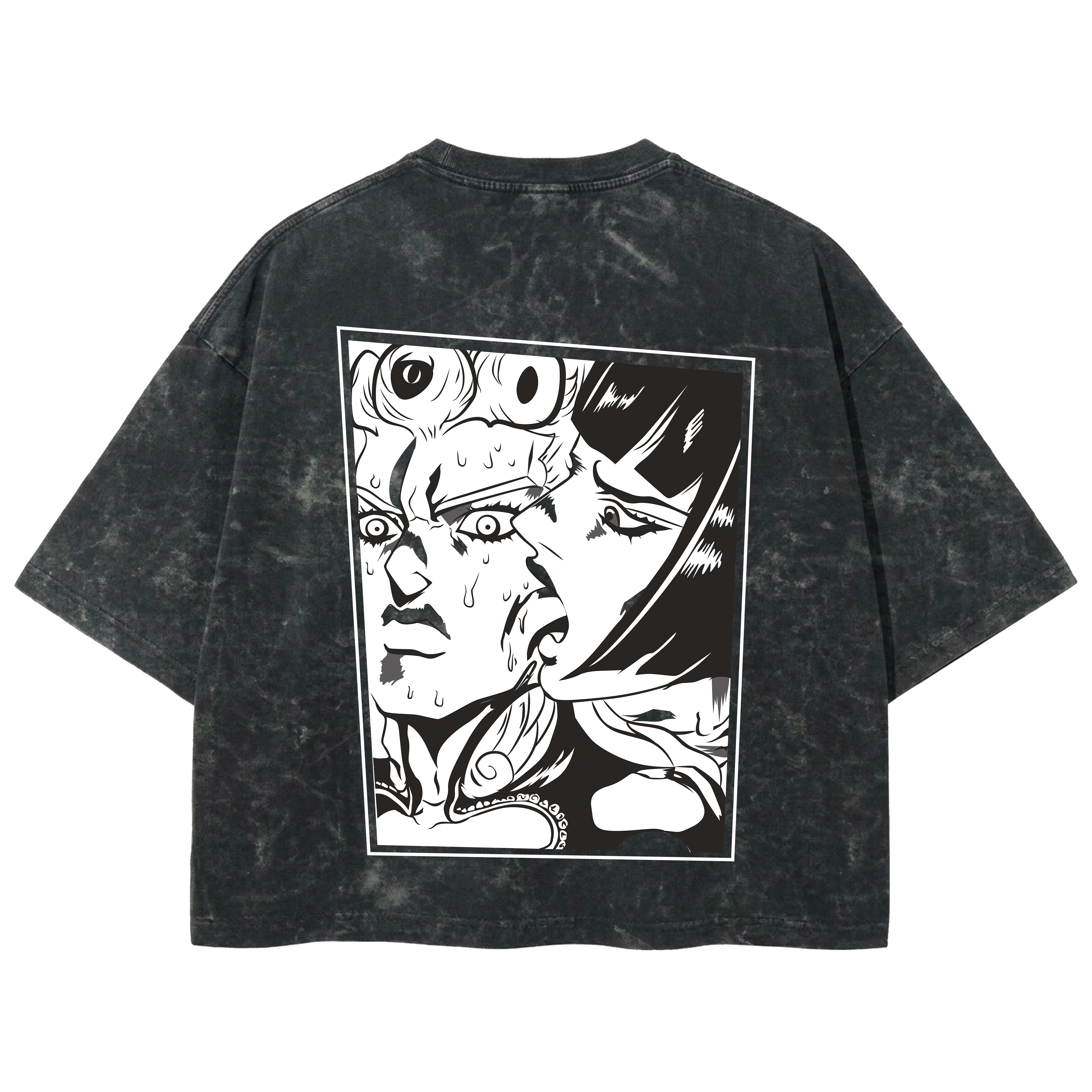 Playera streetwear premium de anime y gaming ExtraLife MX, corte boxy deluxe mineral wash heavyweight en color Acid Wash, moda urbana mexicana de culto.