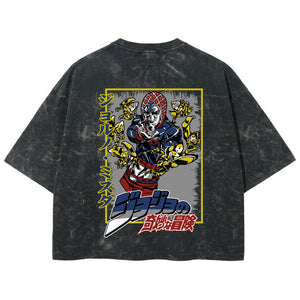 Playera streetwear premium de anime y gaming ExtraLife MX, corte boxy deluxe mineral wash heavyweight en color Acid Wash, moda urbana mexicana de culto.