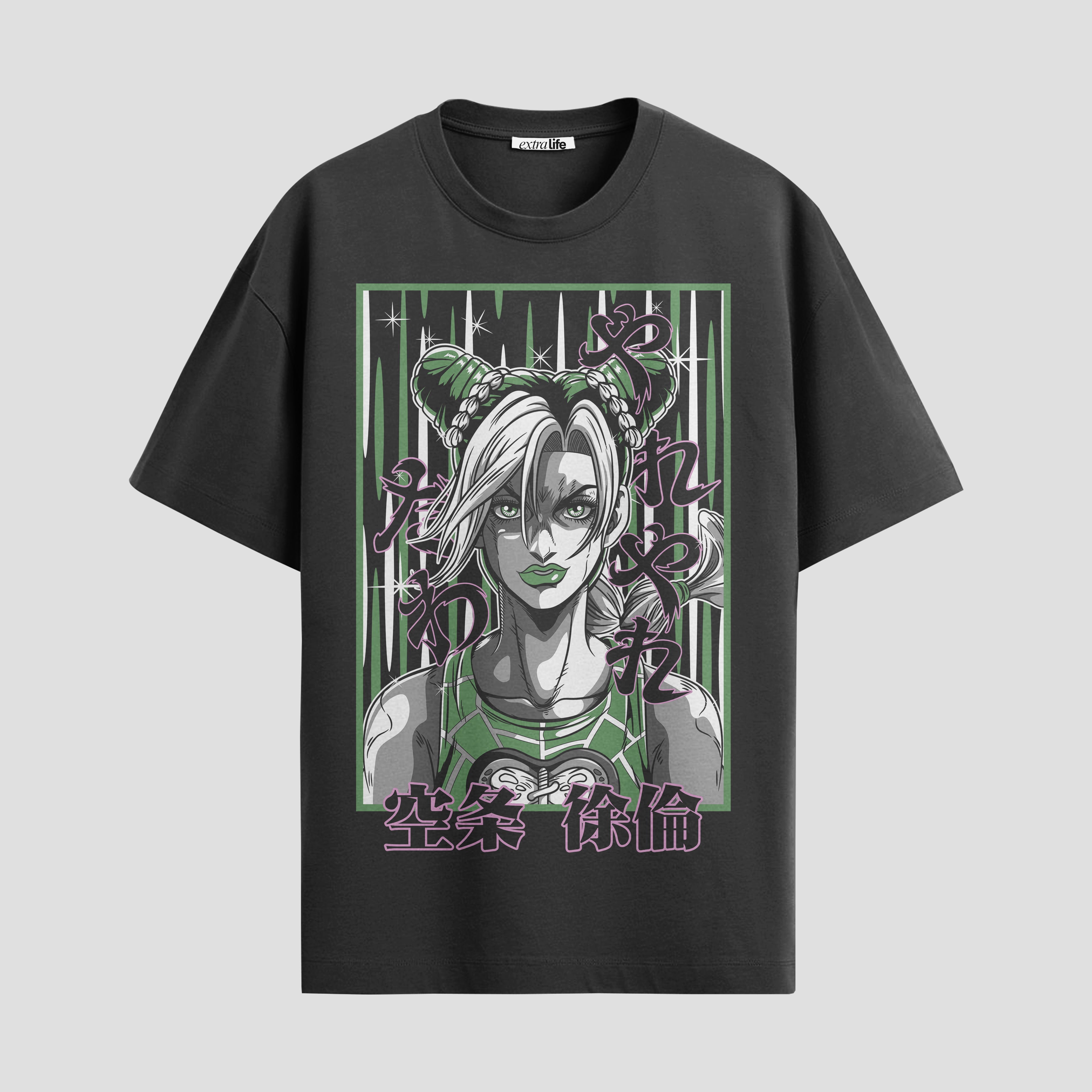 Playera urbana de anime y gaming ExtraLife MX, corte Standard Fit unisex ligero y transpirable en color Deep Black y Pure White, ropa de uso diario para gym y casual.