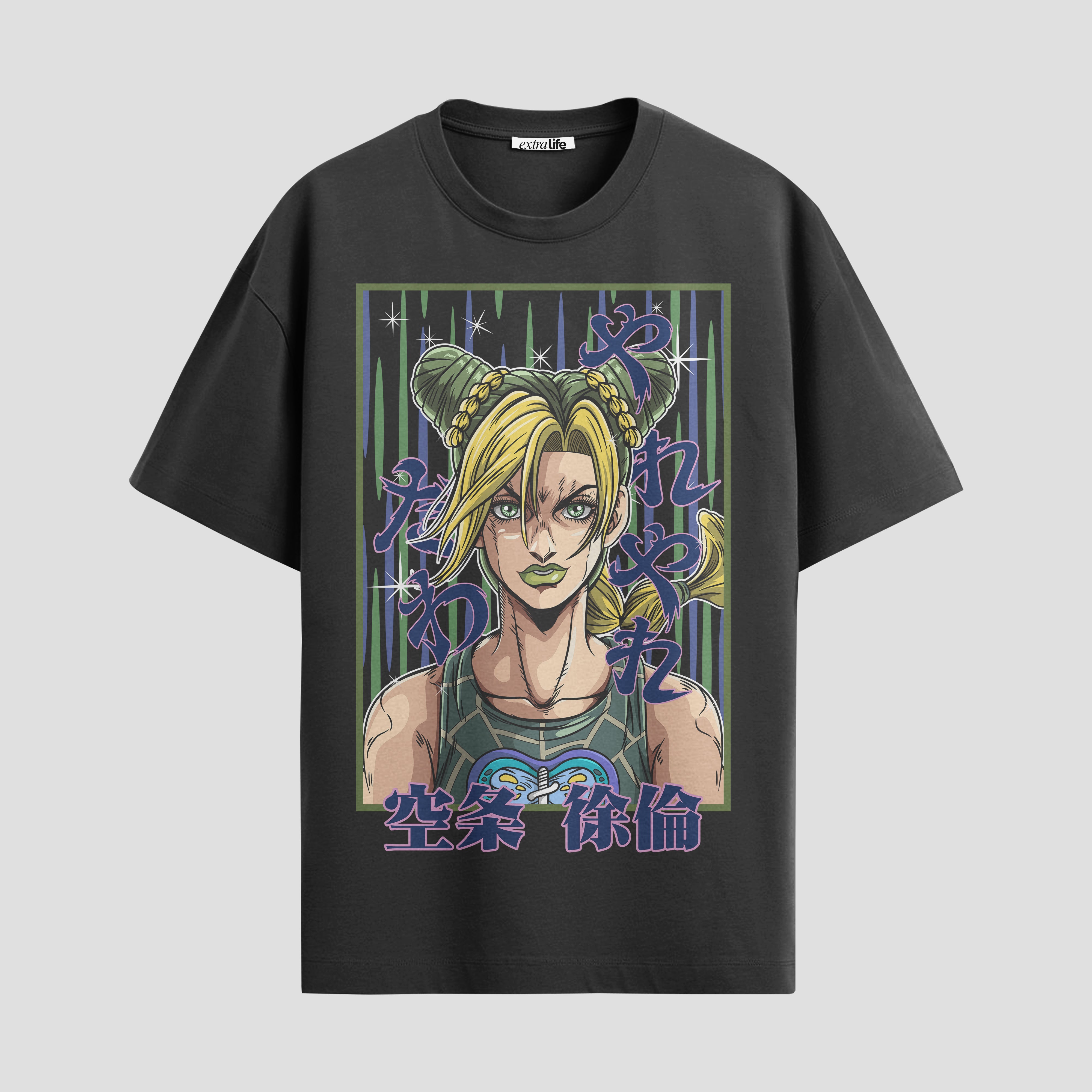 Playera urbana de anime y gaming ExtraLife MX, corte Standard Fit unisex ligero y transpirable en color Deep Black y Pure White, ropa de uso diario para gym y casual.