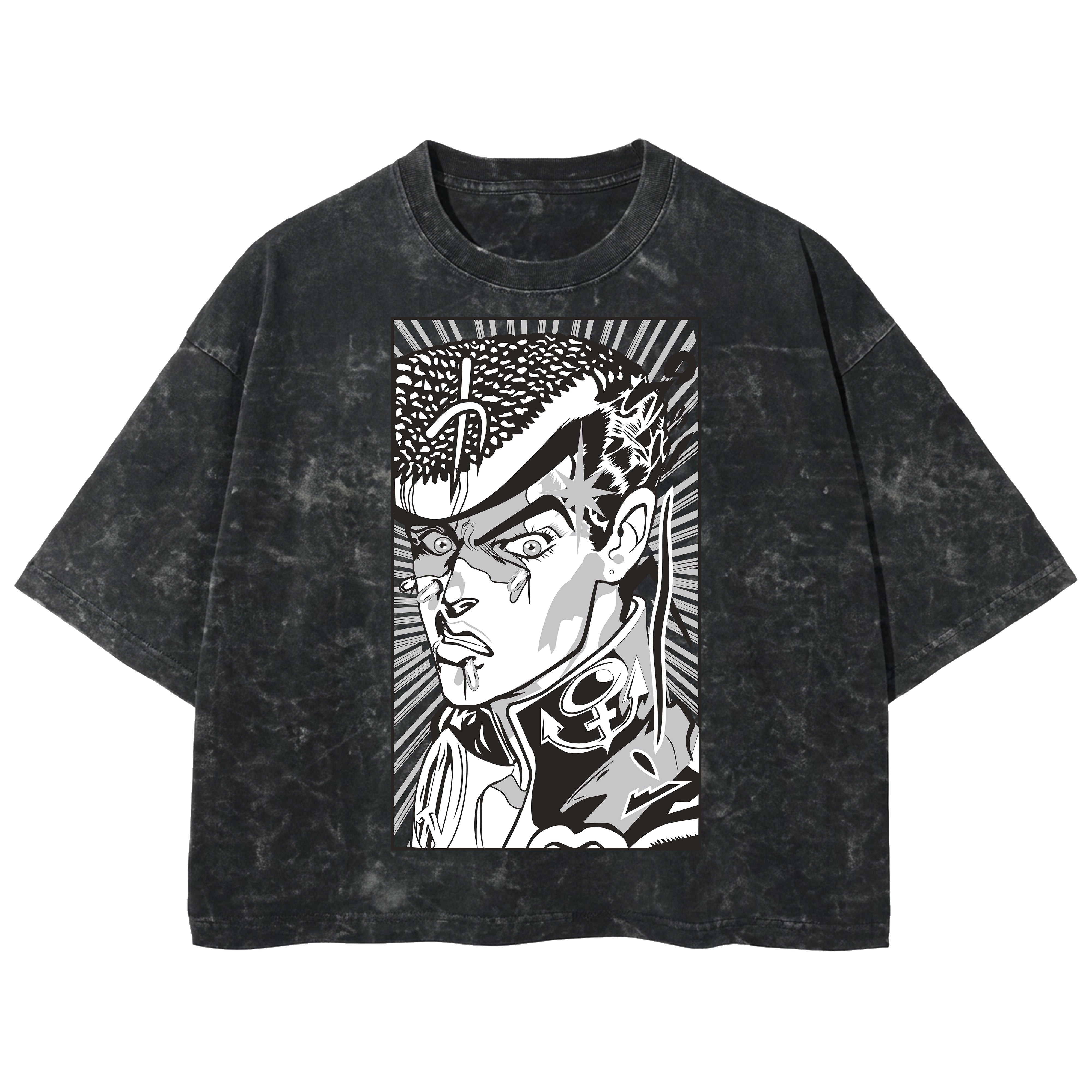 Playera streetwear premium de anime y gaming ExtraLife MX, corte boxy deluxe mineral wash heavyweight en color Acid Wash, moda urbana mexicana de culto.