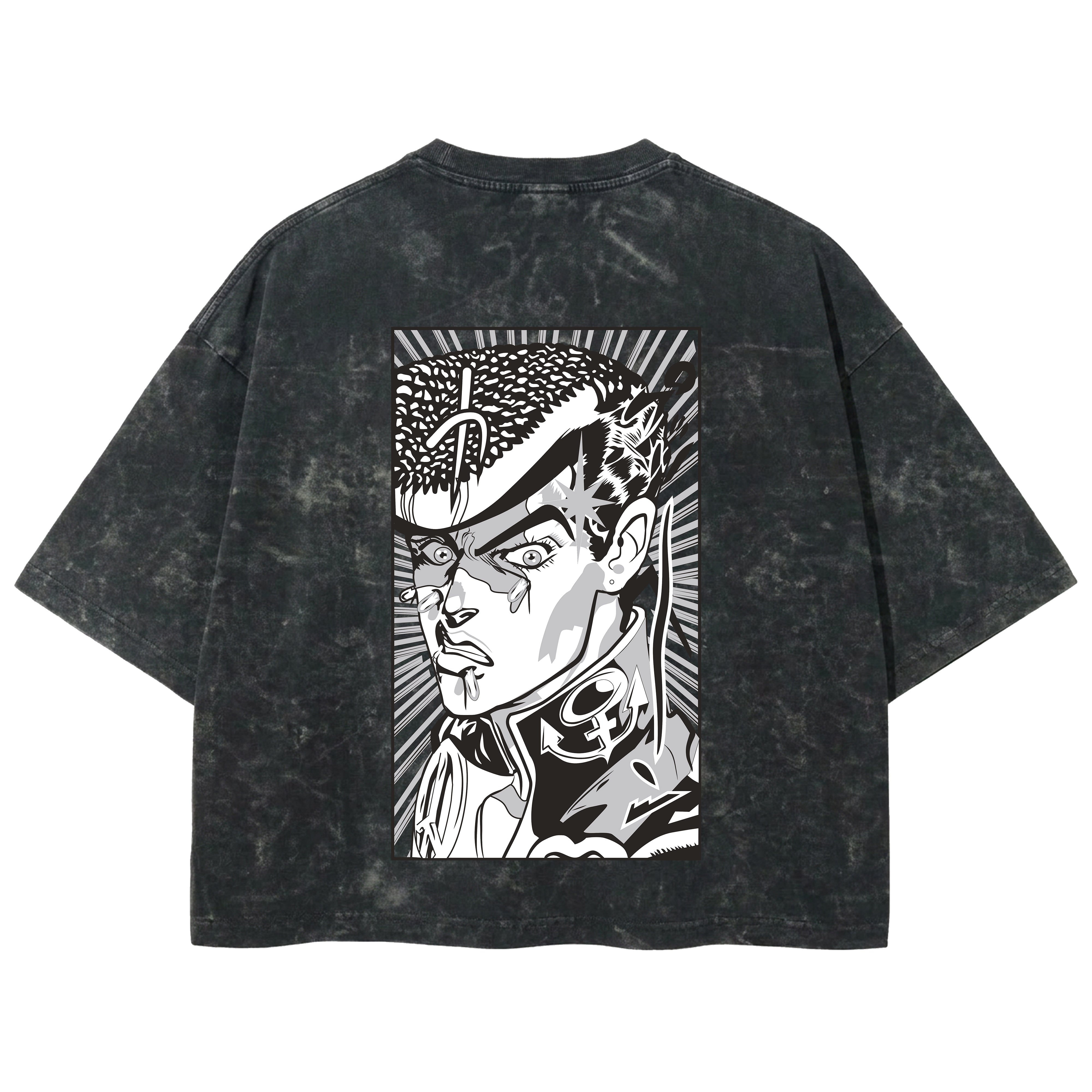 Playera streetwear premium de anime y gaming ExtraLife MX, corte boxy deluxe mineral wash heavyweight en color Acid Wash, moda urbana mexicana de culto.