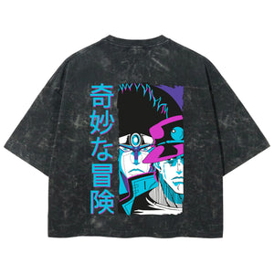 Playera streetwear premium de anime y gaming ExtraLife MX, corte boxy deluxe mineral wash heavyweight en color Acid Wash, moda urbana mexicana de culto.