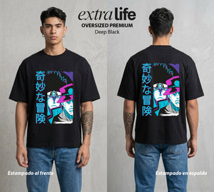 La Extrana Aventura | ORA ORA ORA #01763 - Playera Oversized Premium | Deep Black - Foto en modelo