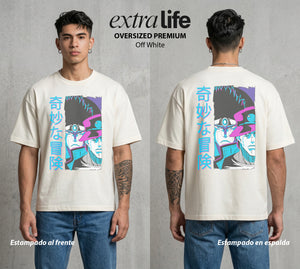 La Extrana Aventura | ORA ORA ORA #01763 - Playera Oversized Premium | Off White - Foto en modelo