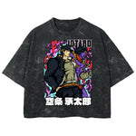 Playera streetwear premium de anime y gaming ExtraLife MX, corte boxy deluxe mineral wash heavyweight en color Acid Wash, moda urbana mexicana de culto.