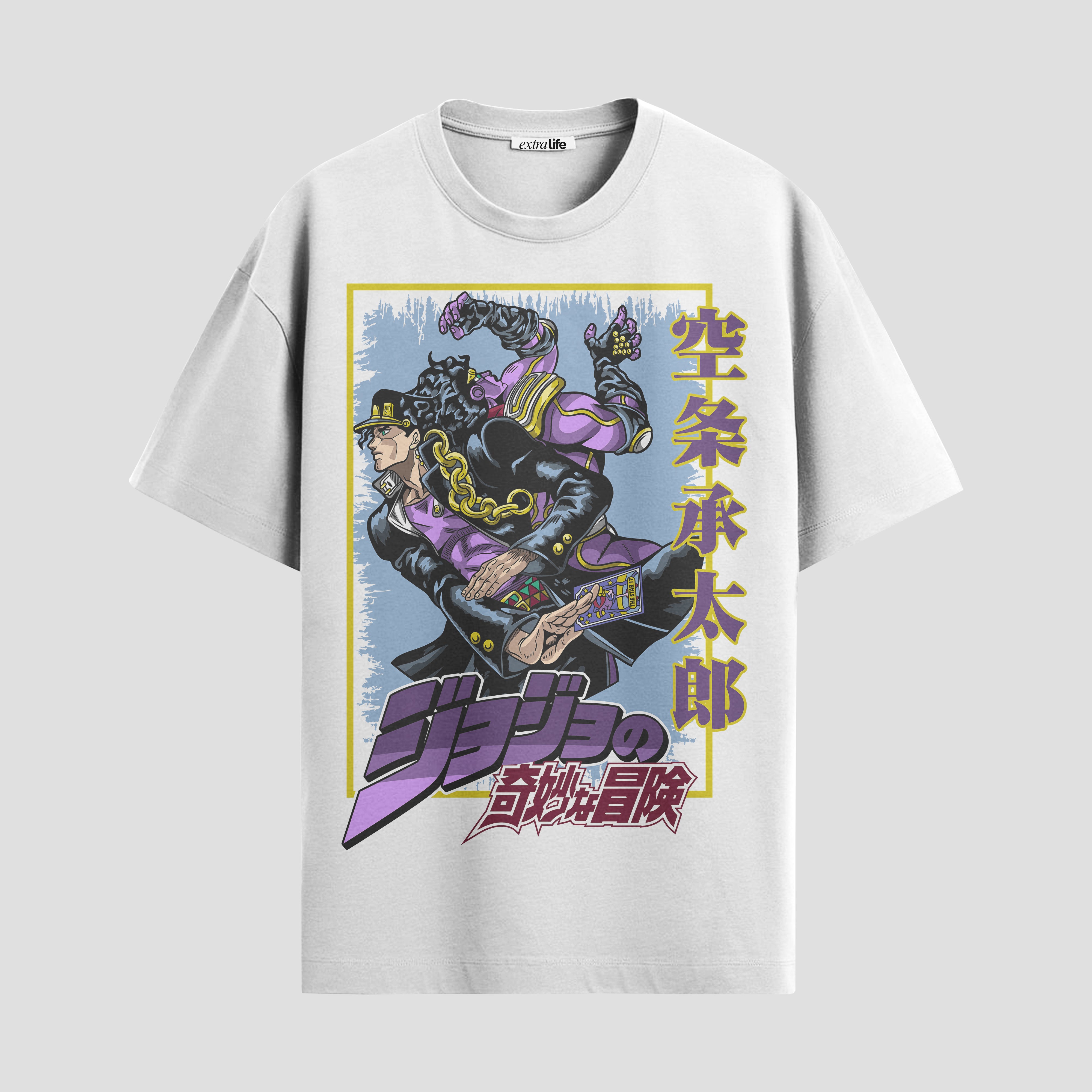 Playera urbana de anime y gaming ExtraLife MX, corte Standard Fit unisex ligero y transpirable en color Deep Black y Pure White, ropa de uso diario para gym y casual.